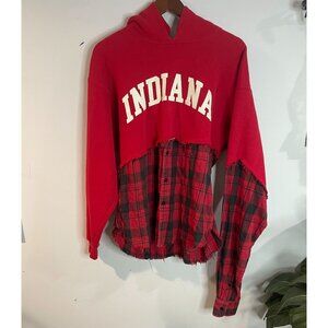 M.J. Soffe Indiana Hooded Sweatshirt With Plaid Flannel Bottom Size M
